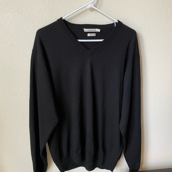 Peter Millar Men’s Black Merino Wool Autumn Crest V-Neck Size L - Picture 2 of 7